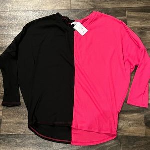 NWT White Birch Drop Shoulder Color Block Top Size Large